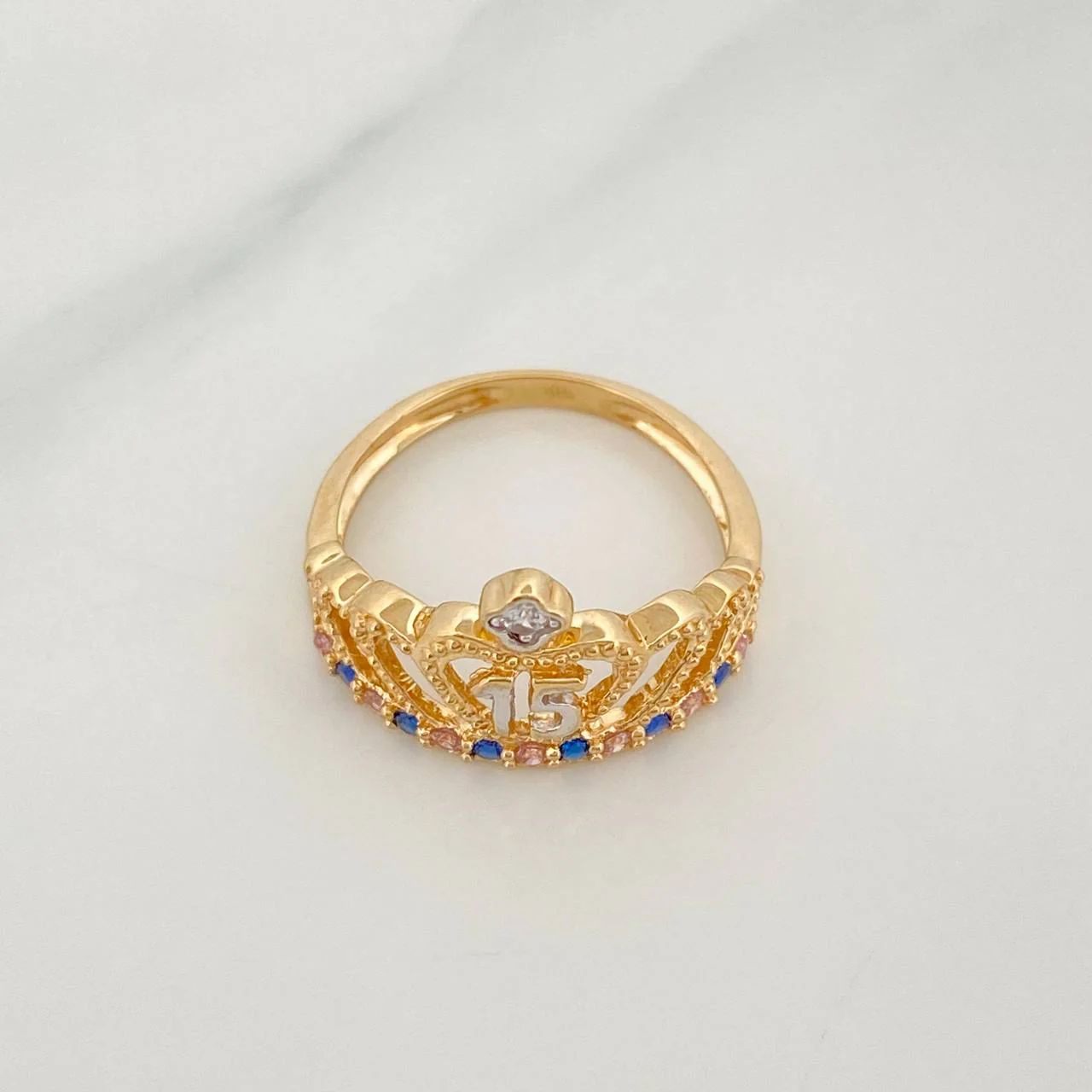 Anillo 15'S 3.3 g / T7 Dos Oros Amarillo Blanco 18K - Image 4