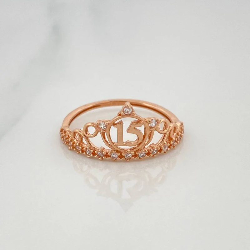 Anillo 15´S Corona 1.75 g / T6 1/2 Oro Rosa 18K