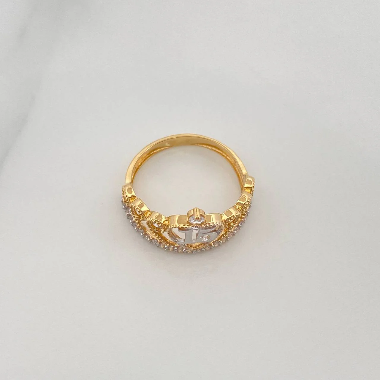 Anillo 15´S Corona 2 g / T4 1/4 Dos Oros Amarillo Blanco 18K - Image 2
