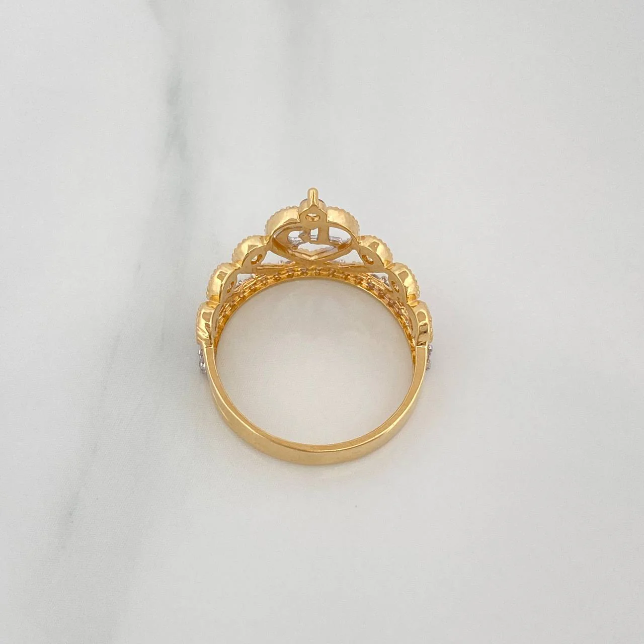 Anillo 15´S Corona 2 g / T4 1/4 Dos Oros Amarillo Blanco 18K - Image 4