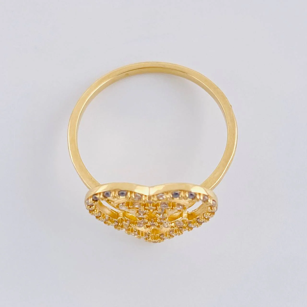 Anillo Corazon Ola Cruzada  2.6 g / T7 1/4 Oro Amarillo 18K - Image 3