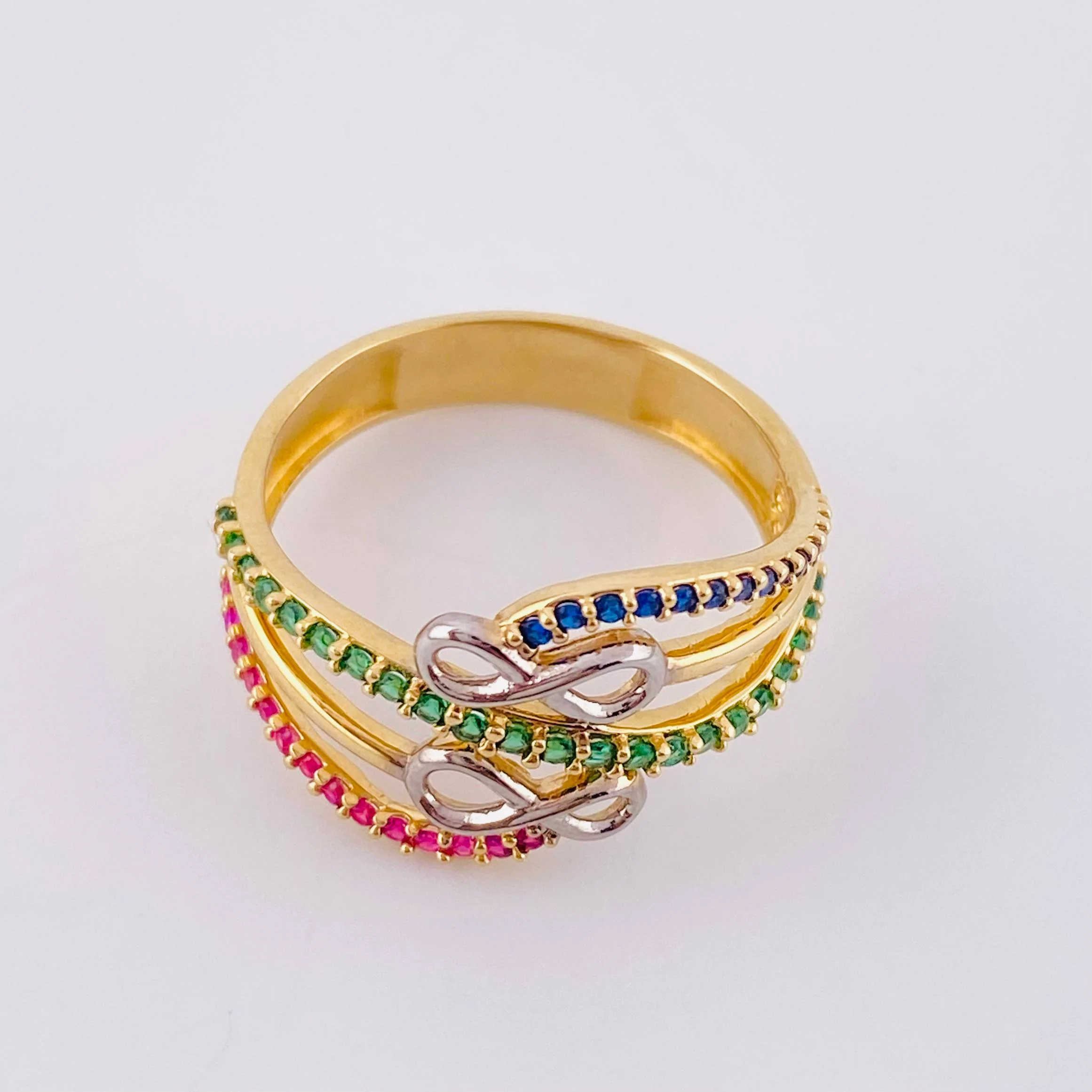 Anillo Abrazo Infinito 3.7 g / T8 Dos Oros Amarillo Blanco 18K - Image 3