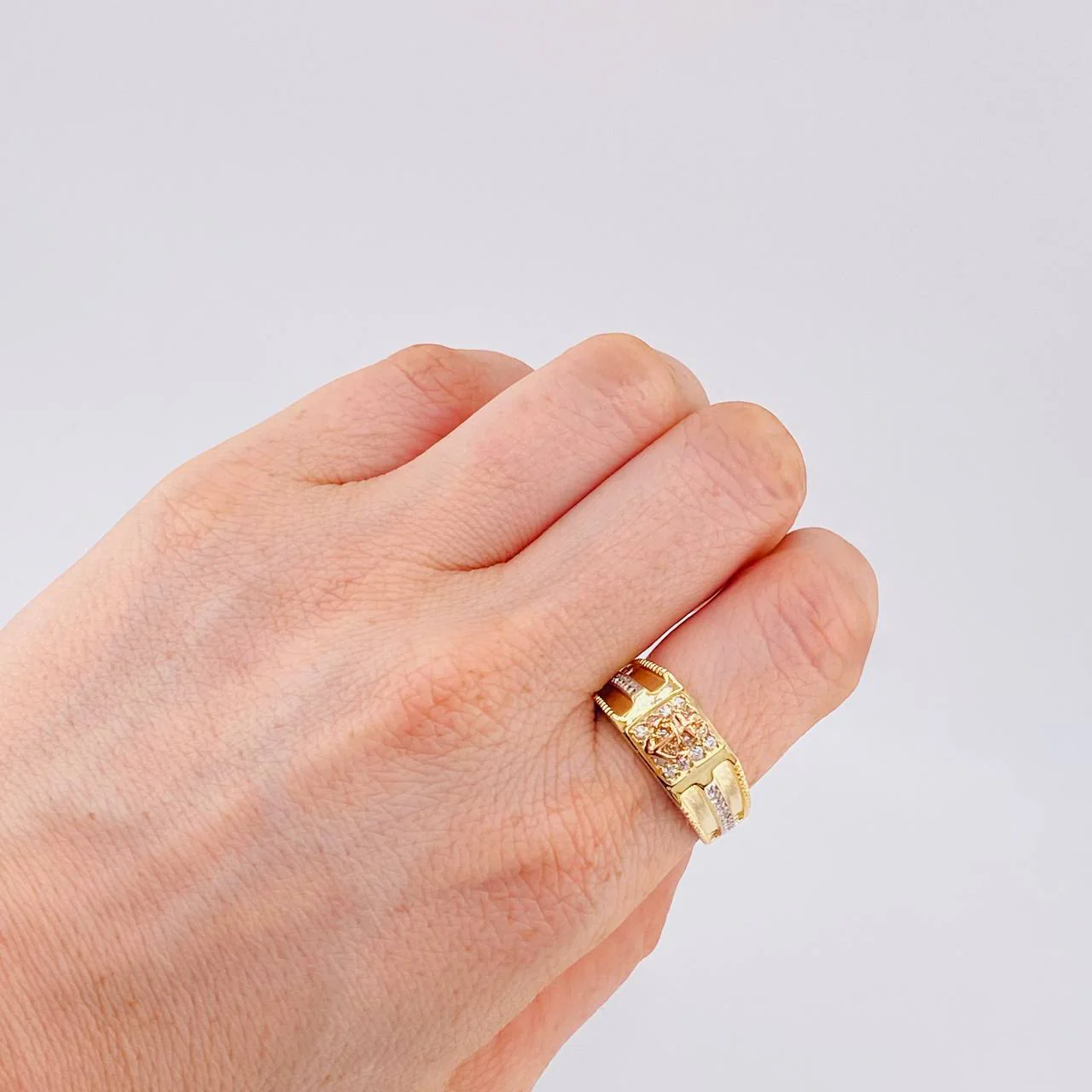 Anillo Ancla 7.35 g / T9 1/2 Dos Oros Amarillo Rosa 18K - Image 4
