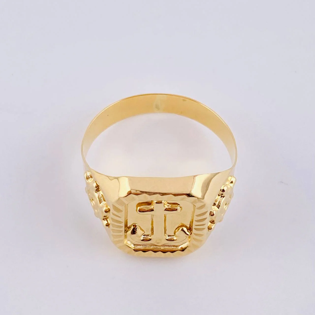Anillo Ancla Marco Rayado 3.65 g / T10 3/4 Oro Amarillo 18K - Image 2