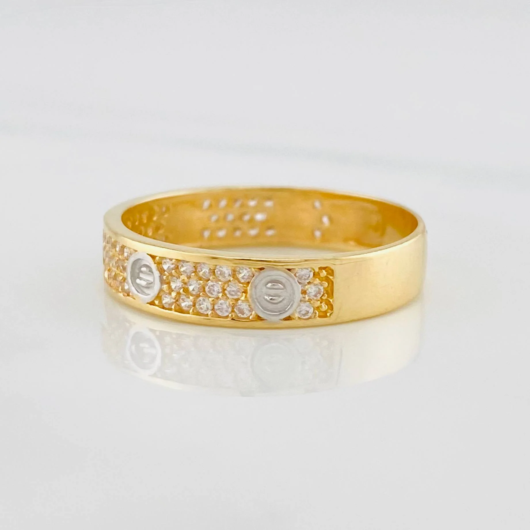 Anillo Argolla tornillo 2.55g / T7 Dos Oros Amarillo Blanco 18K - Image 3
