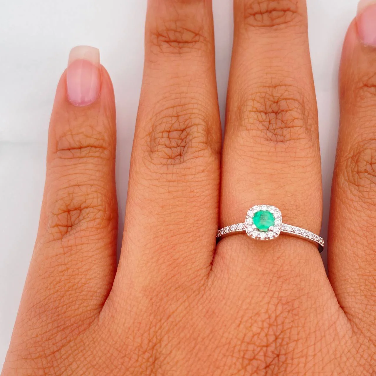 Anillo Bisel Esmeralda 15Pts 1.35 g / T6 1/4 Plata 925 - Image 4