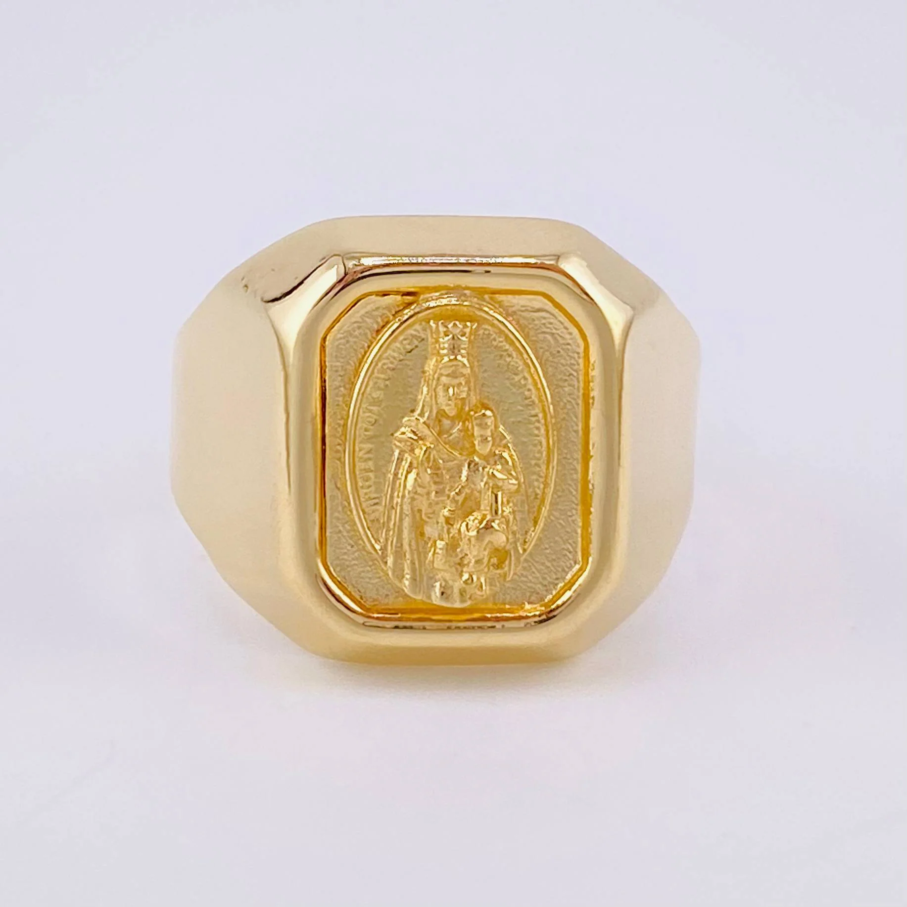 Anillo Bordeado Virgen del Carmen 3.85g / T9 1/4 Oro Amarillo 18K