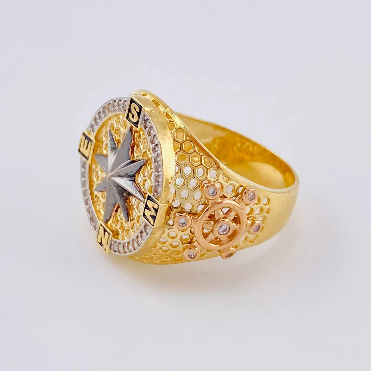 Anillo Brujula Estrella Cardinal 9.65 g / T10 1/4 Tres Oros 18K - Image 2