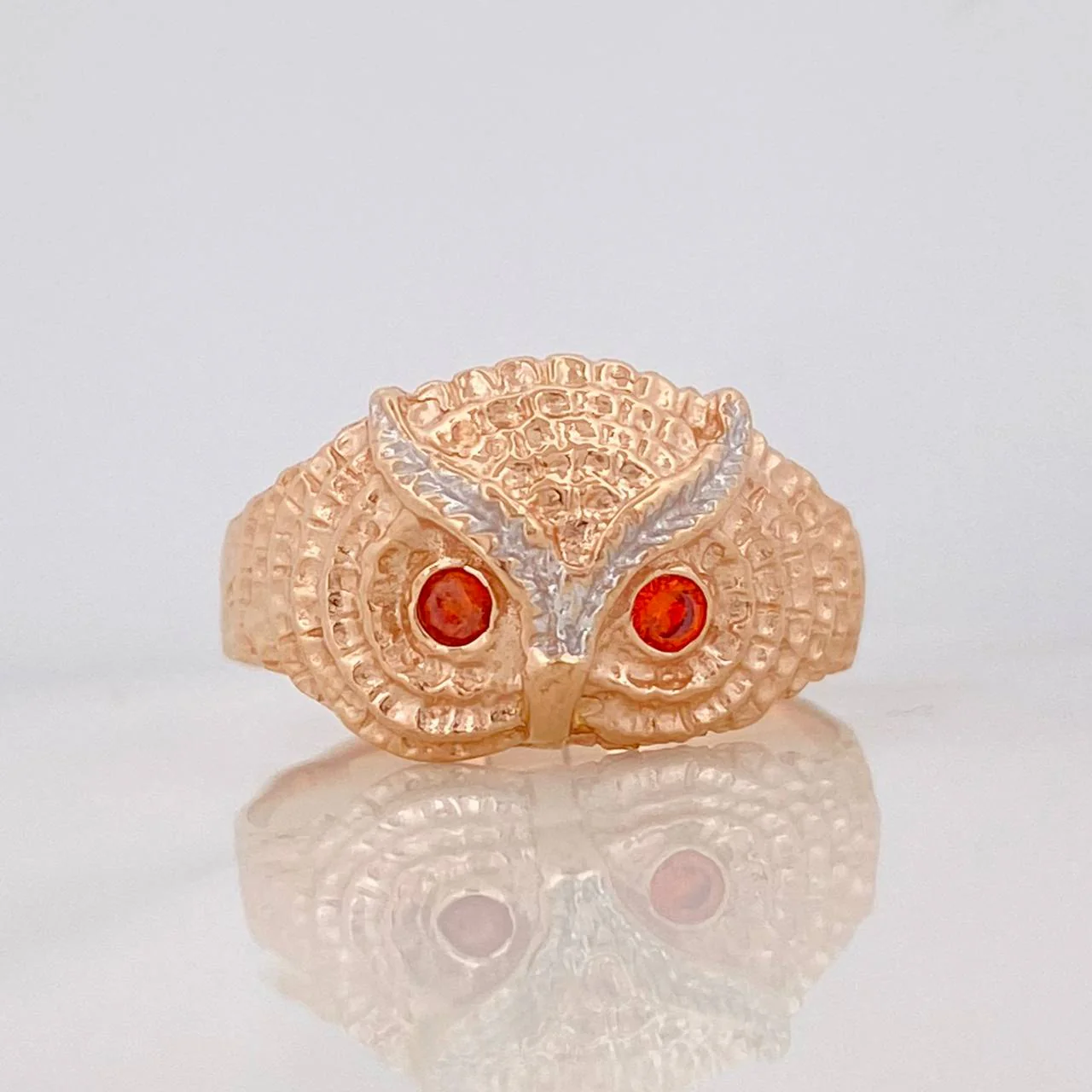 Anillo Buho 4.2g / T9 1/2 Dos Oros Blanco Rosa 18K