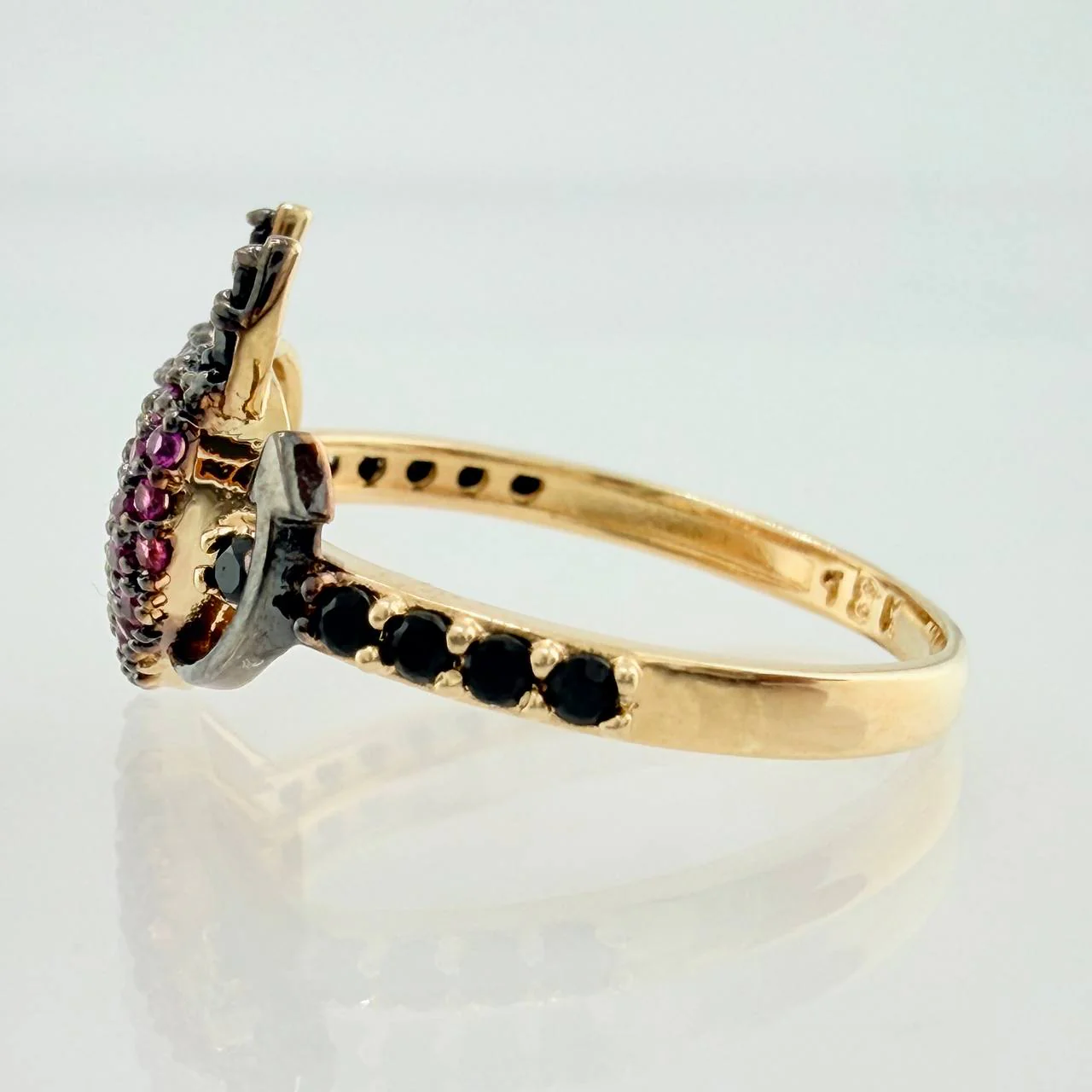 Anillo Corazon Devil 2.6gr / T7 1/4 /  Dos Oros Negro Amarillo  18K % - Image 3
