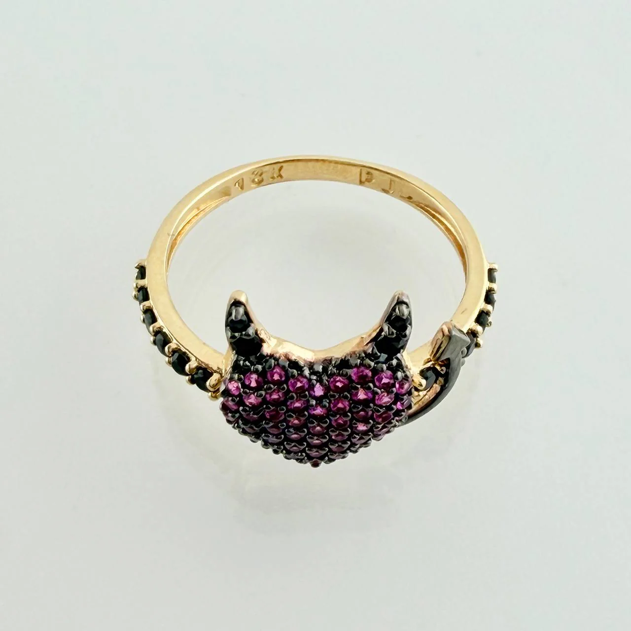 Anillo Corazon Devil 2.6gr / T7 1/4 /  Dos Oros Negro Amarillo  18K % - Image 4