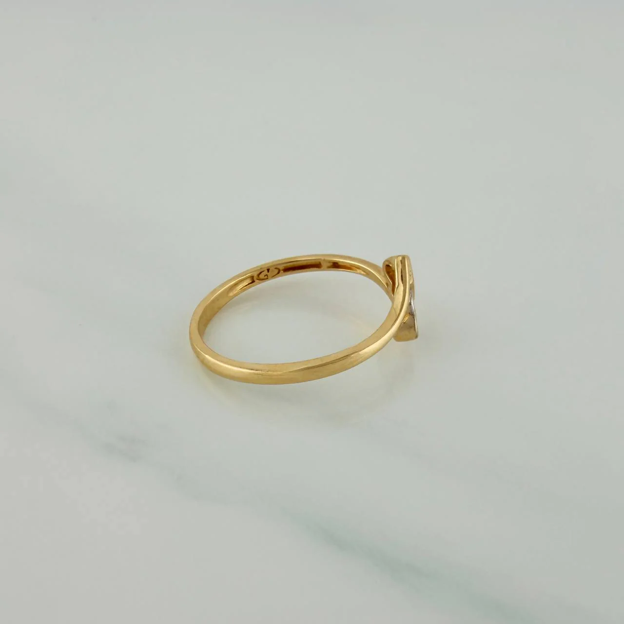 Anillo Corazon Doble 1.9gr / T7 / 2cm / Dos Oros Amarillo Blanco 18K - Image 3