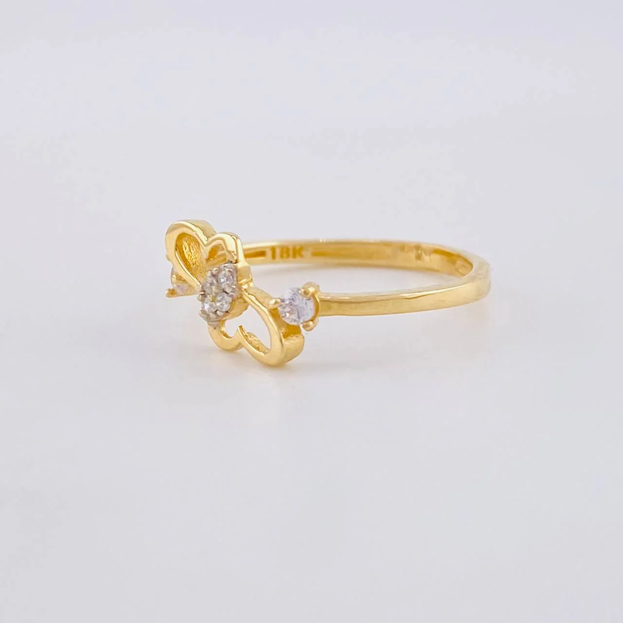 Anillo Corazon Entrelazados 1.4g / T4 1/2 Oro Amarillo 18K - Image 2