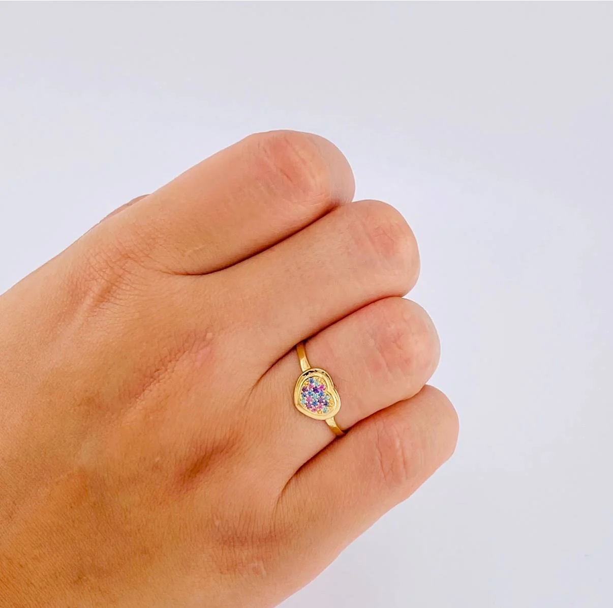 Anillo Corazon Tupido 1.3 g / T8 Oro Amarillo 18K - Image 4