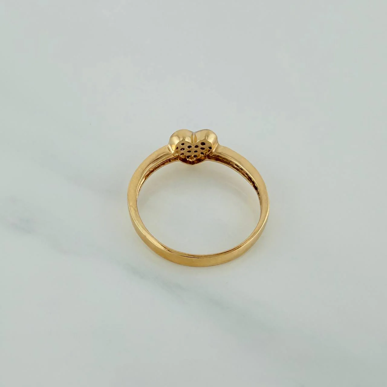 Anillo Corazon Tupido 2.4gr / T8 / 2.3cm / Dos Oros Amarillo Blanco 18K - Image 4