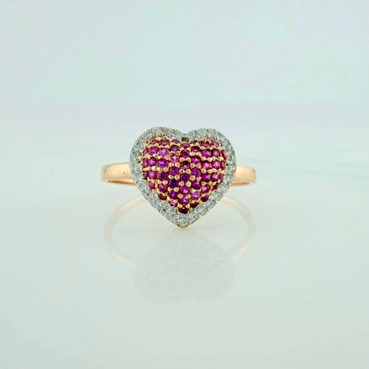 Anillo Corazon Tupido 2.5gr / T8 3/4 / Dos Oros Blanco Rosa 18K $
