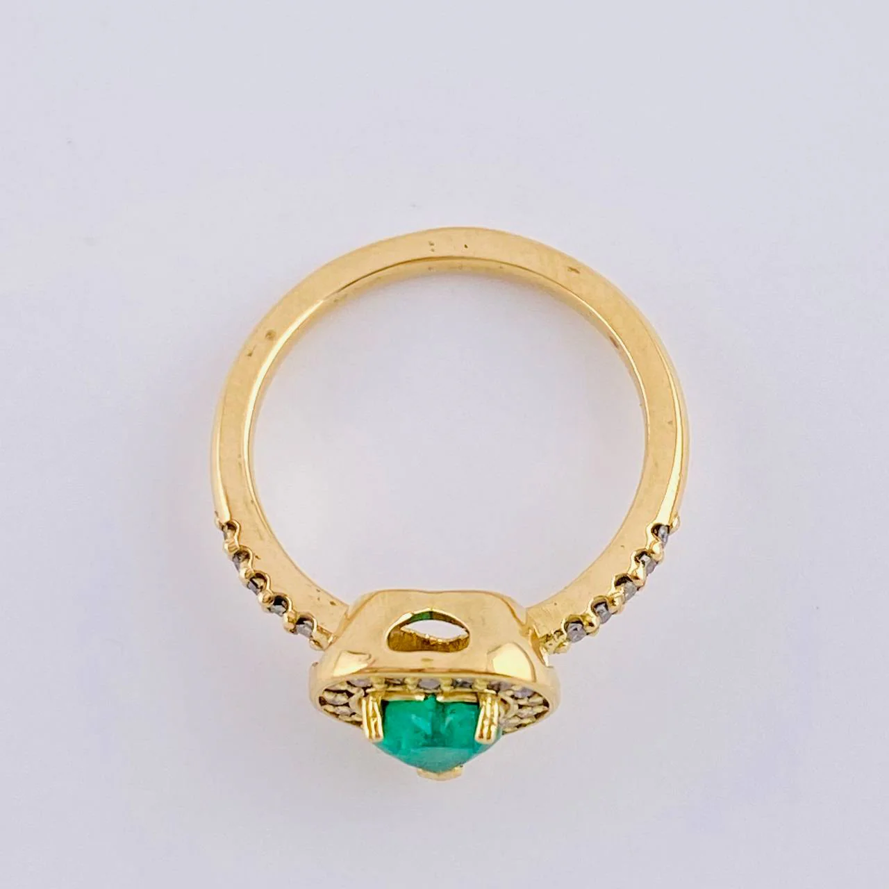Anillo Corazon Tupido Esmeralda 45Pts 4 g / T6 3/4 Oro Amarillo 18K - Image 3