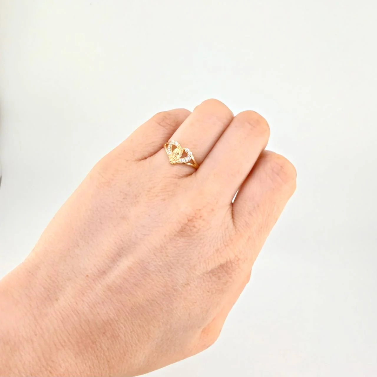 Anillo Corazón Virgen Guadalupe 1.8 g / T6 1/4 Oro Amarillo 18K - Image 4