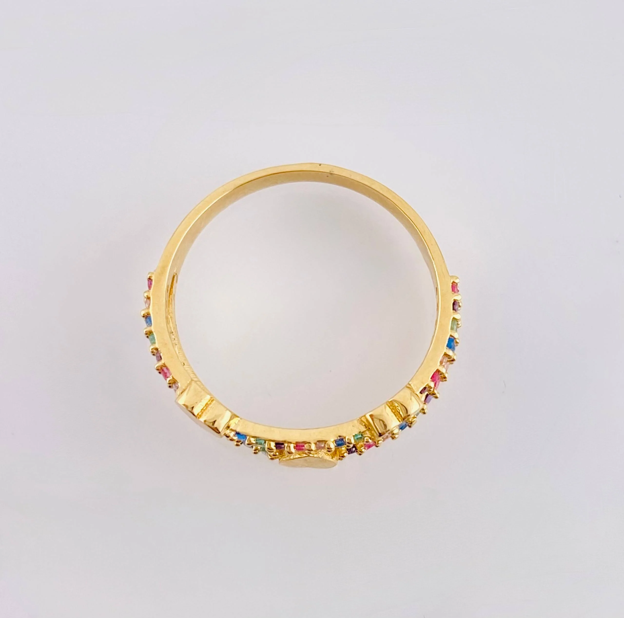 Anillo Corazones Arcoiris 2.65gr / T7 / Oro Amarillo 18K - Image 3