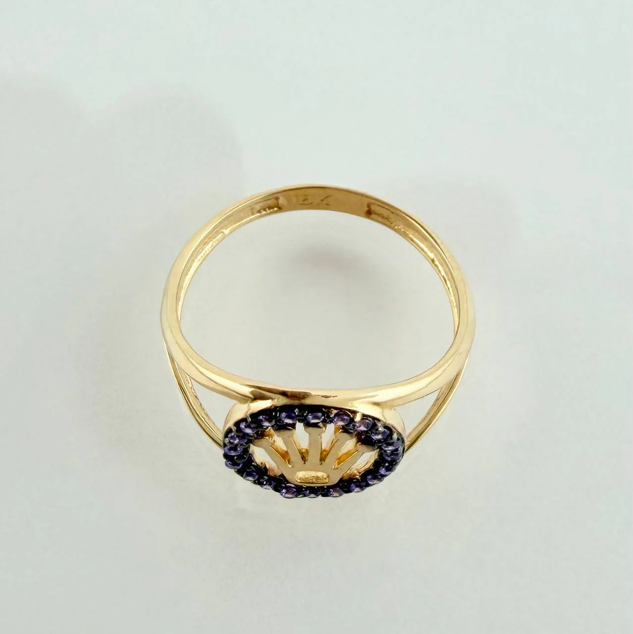Anillo Corona 1.7gr / T5 / Dos Oros Negro Amarillo 18K - Image 2