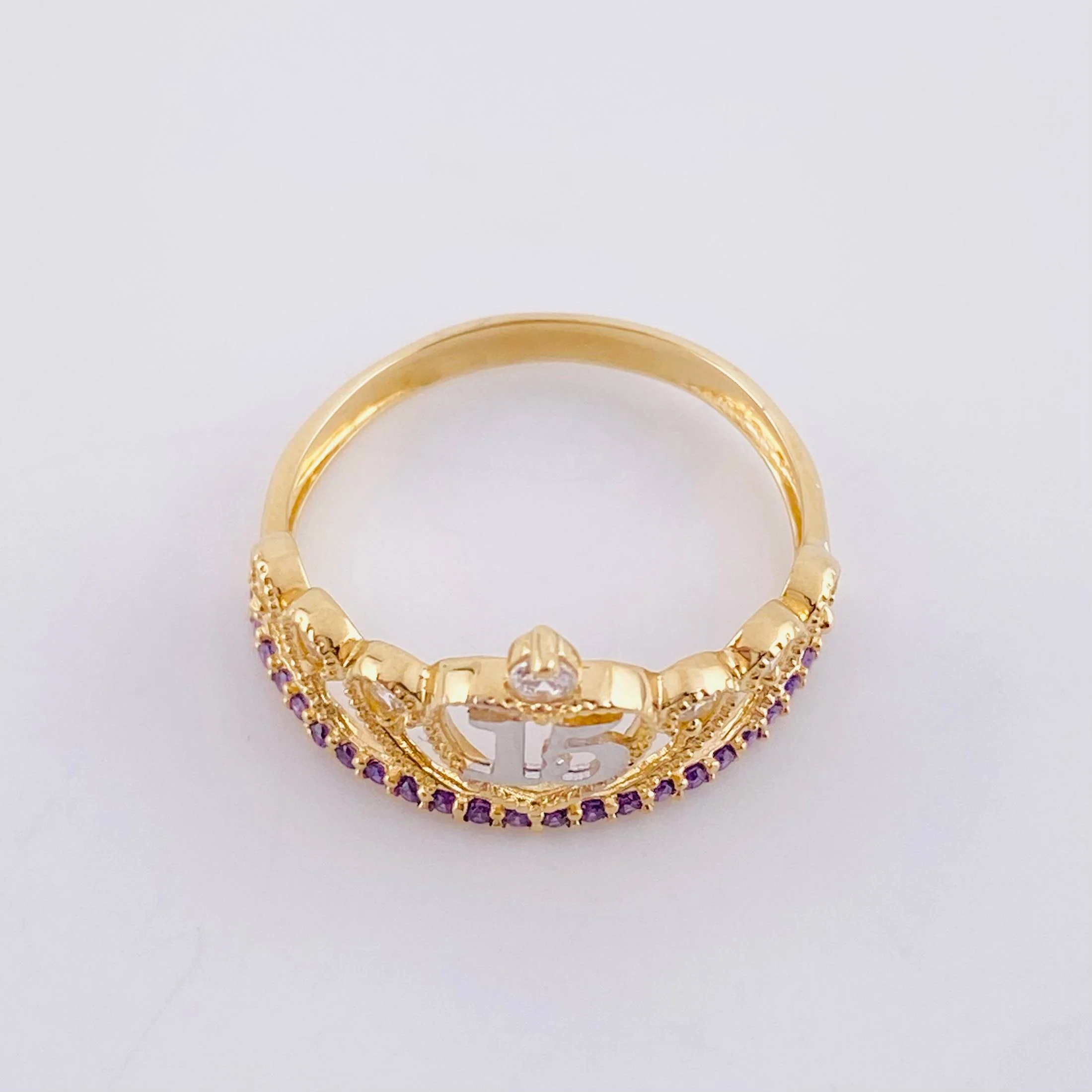 Anillo Corona 15´S 2.15 g / T6 3/4 Dos Oros Amarillo Blanco 18K - Image 3