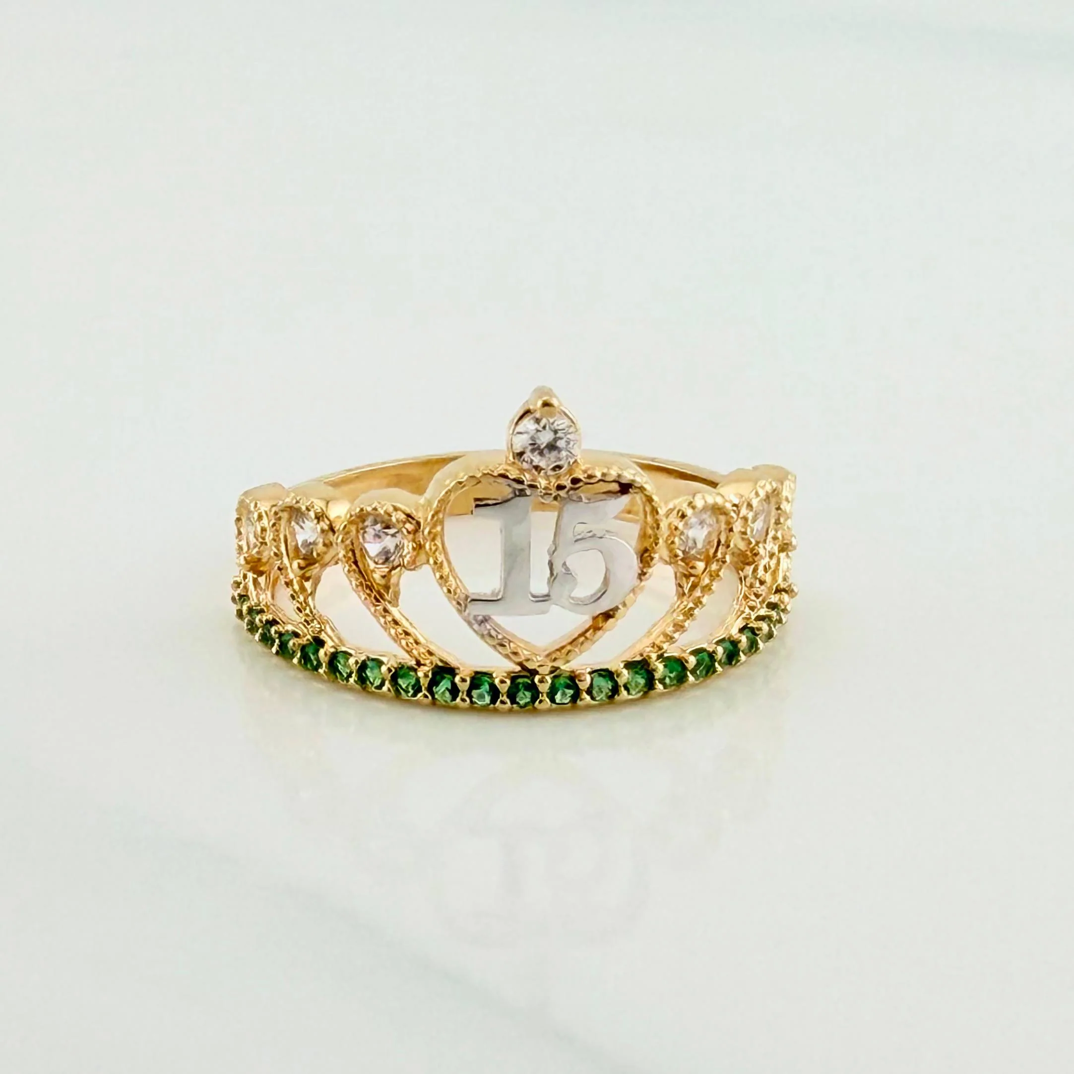 Anillo Corona 15S 2.1 g / T5 Dos Oros Amarillo Blanco 18K