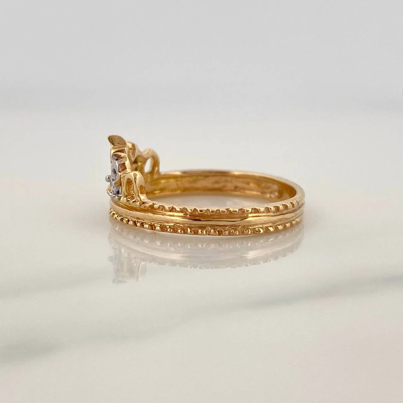 Anillo Corona 2.5gr / T5 1/2 / Dos Oros Amarillo Blanco 18K % - Image 4