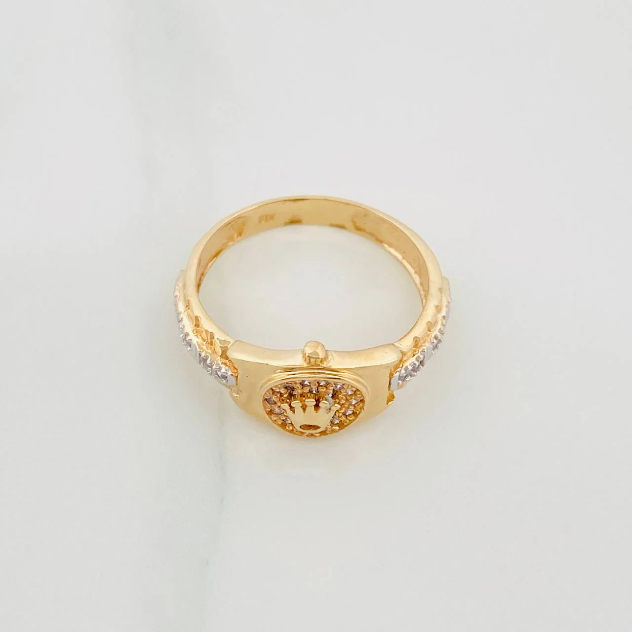 Anillo Corona 3.65 g / T6 1/2 Dos Oros Amarillo Blanco 18K - Image 2