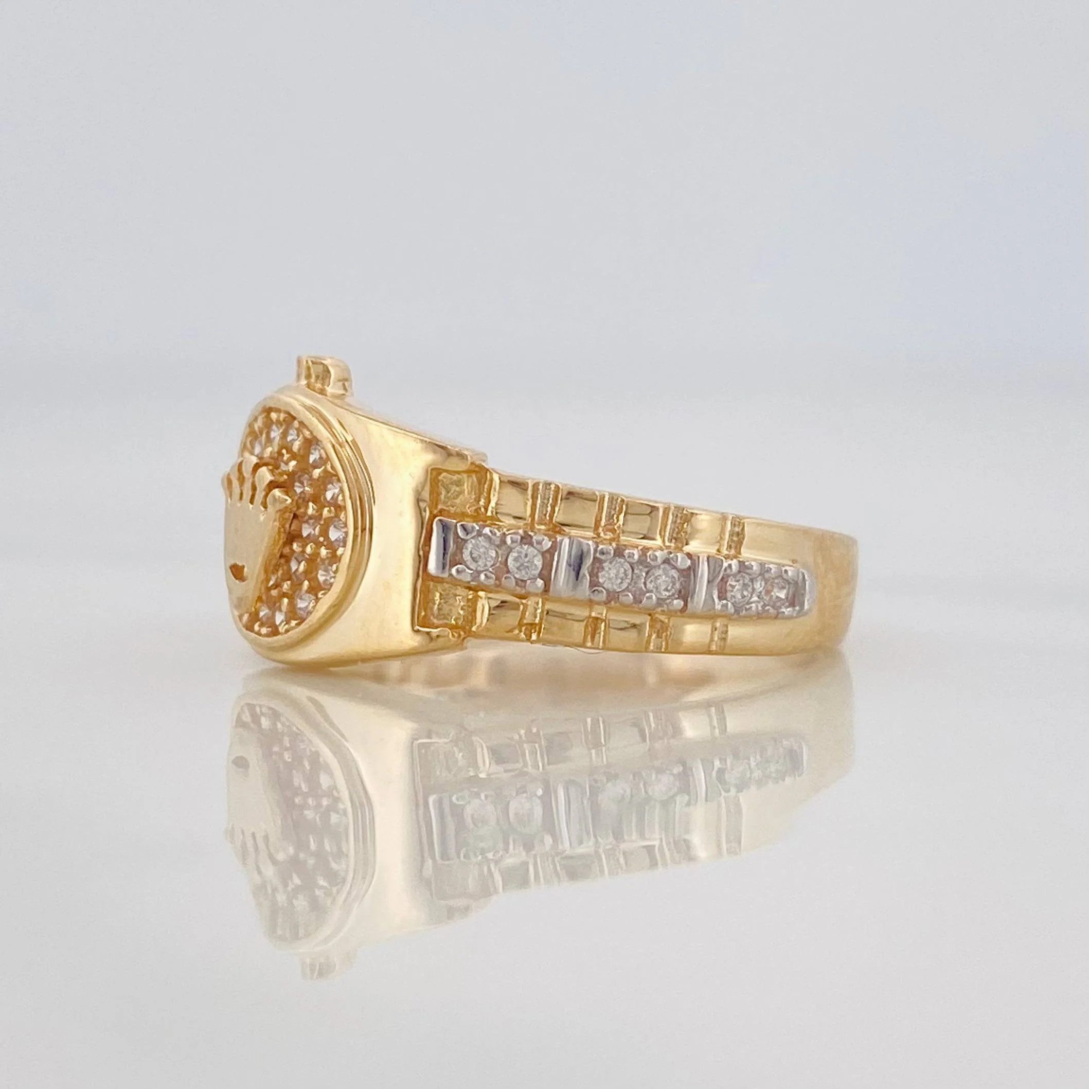 Anillo Corona 3.65g / T6 3/4 Dos Oros Amarillo Blanco 18K - Image 3