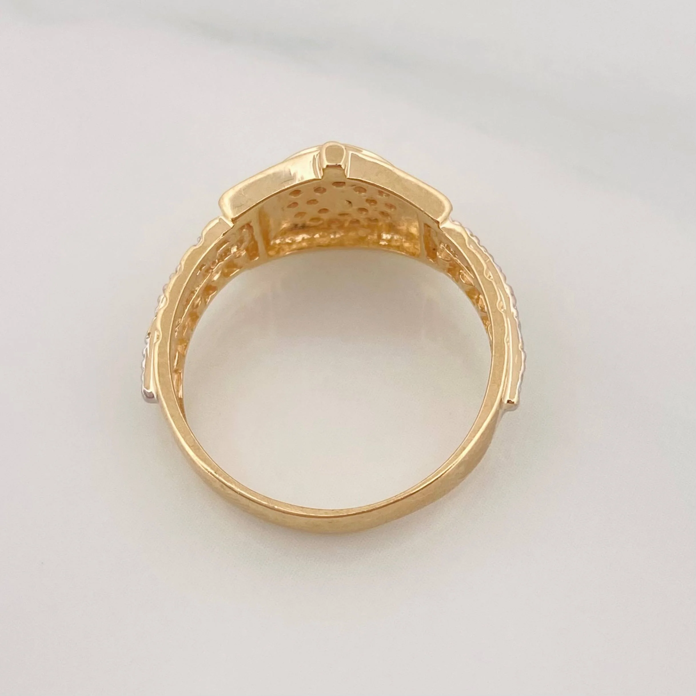 Anillo Corona 3.65g / T6 3/4 Dos Oros Amarillo Blanco 18K - Image 4