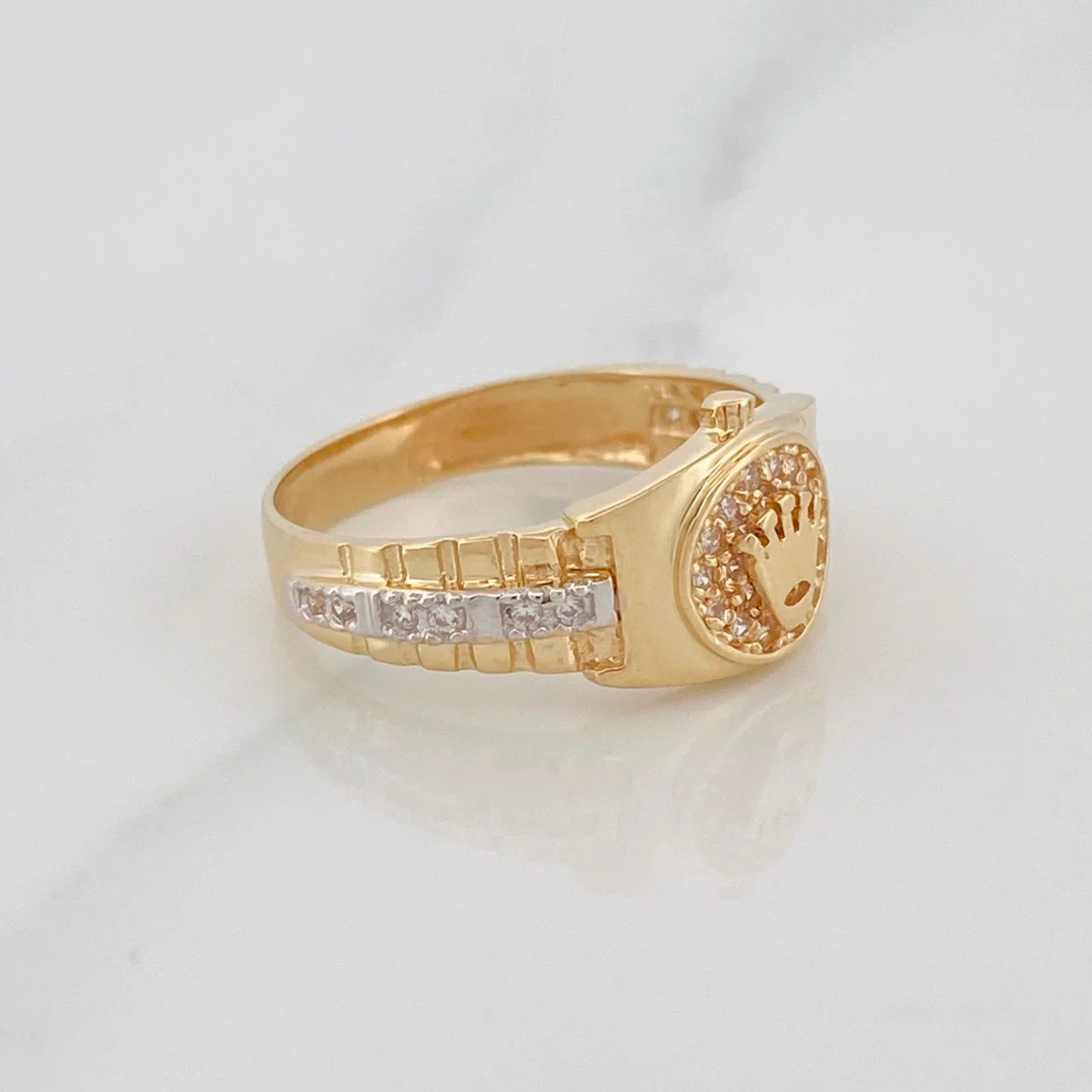 Anillo Corona 3.6g / T6 1/2 Dos Oros Amarillo Blanco 18K - Image 3