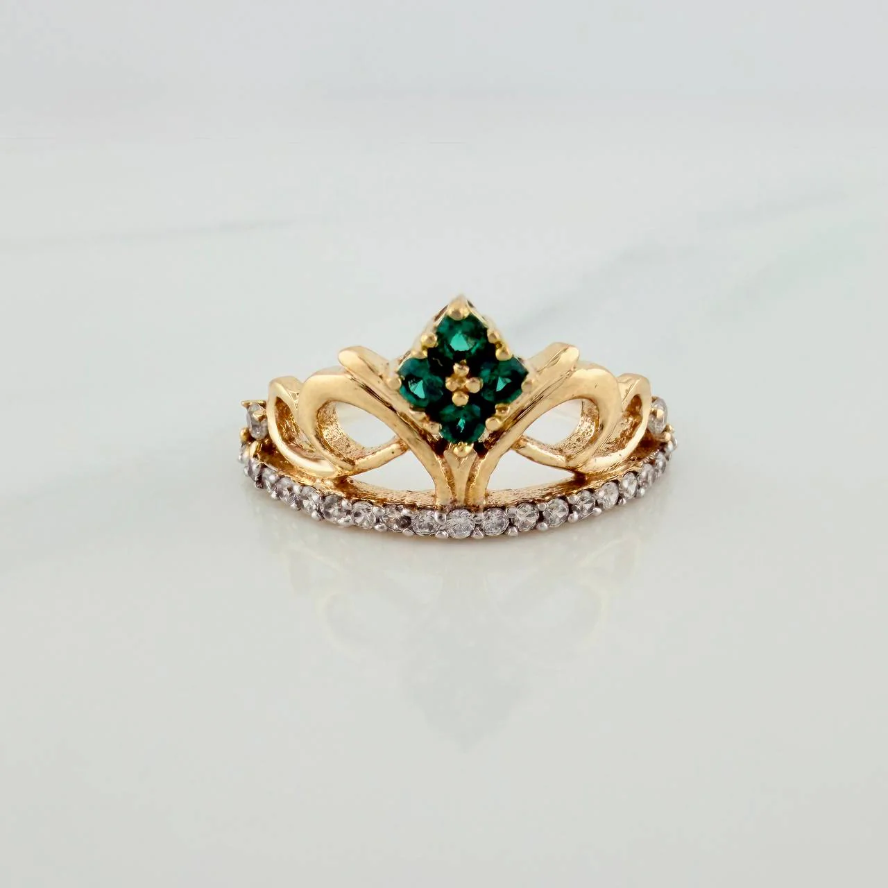 Anillo Corona 3gr / T7 1/4 / Dos Oros Amarillo Blanco 18K %