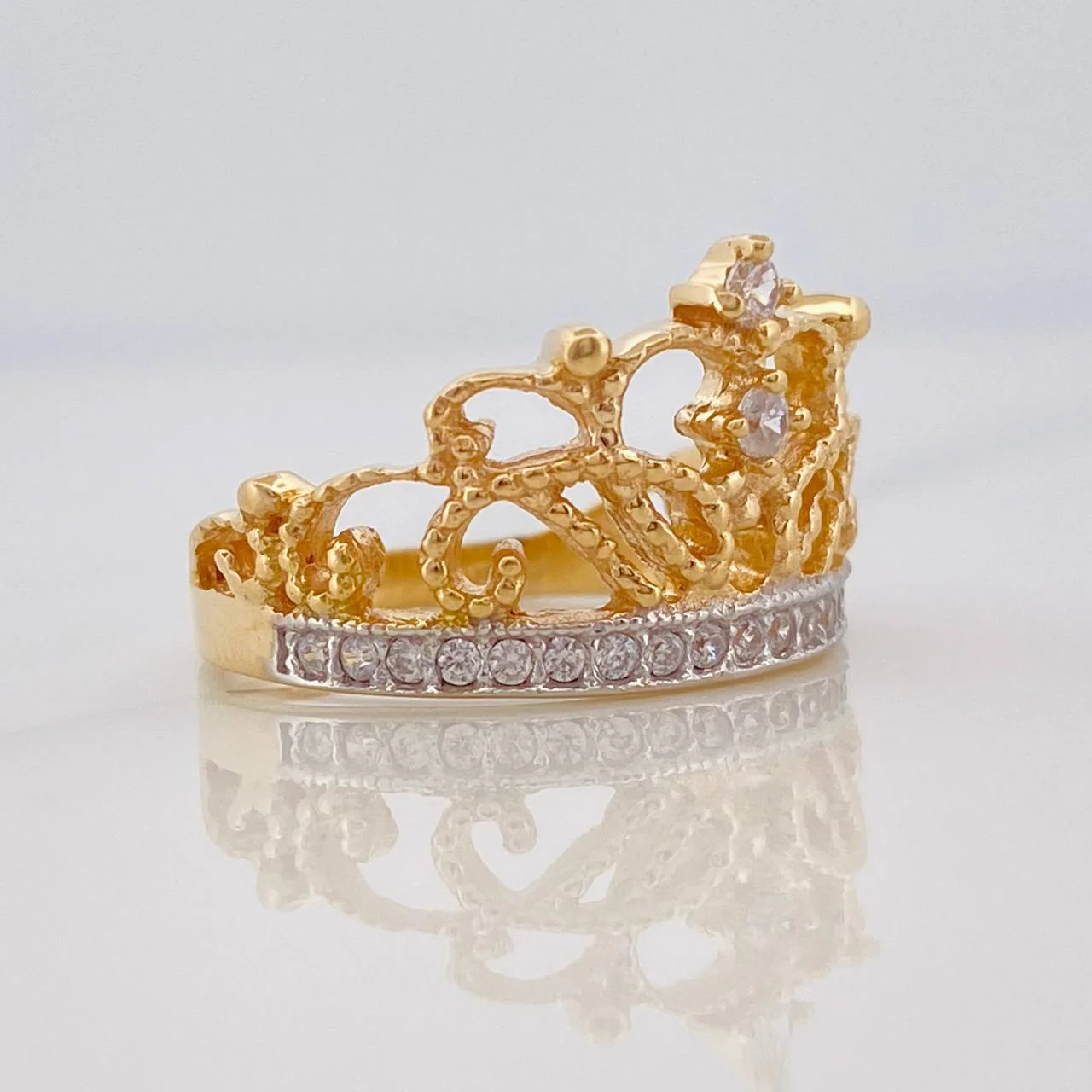 Anillo Corona 4.6g / T6 Dos Oros Amarillo Blanco 18K - Image 2