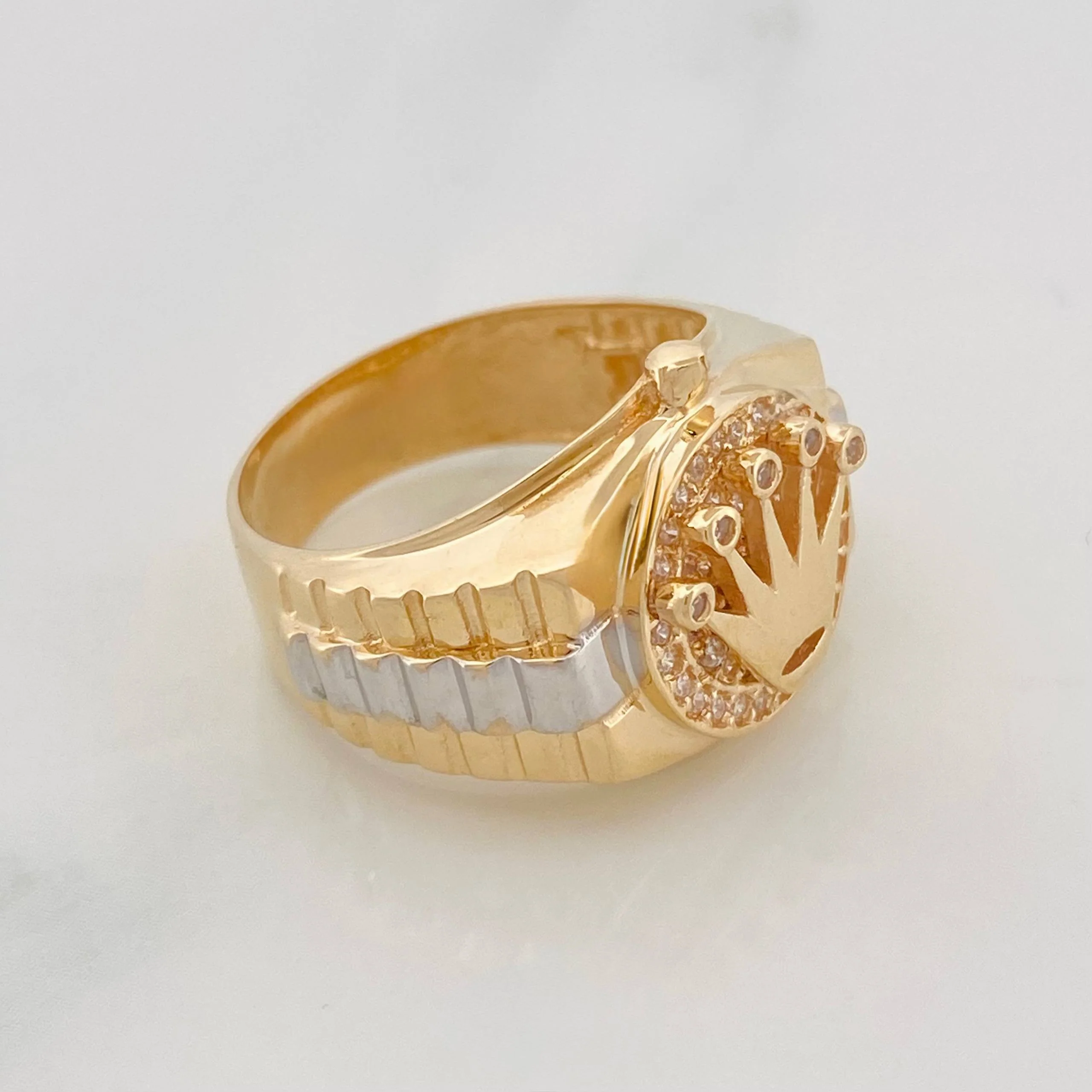 Anillo Corona 7.1g / T7 Dos Oros Amarillo Blanco 18K - Image 2