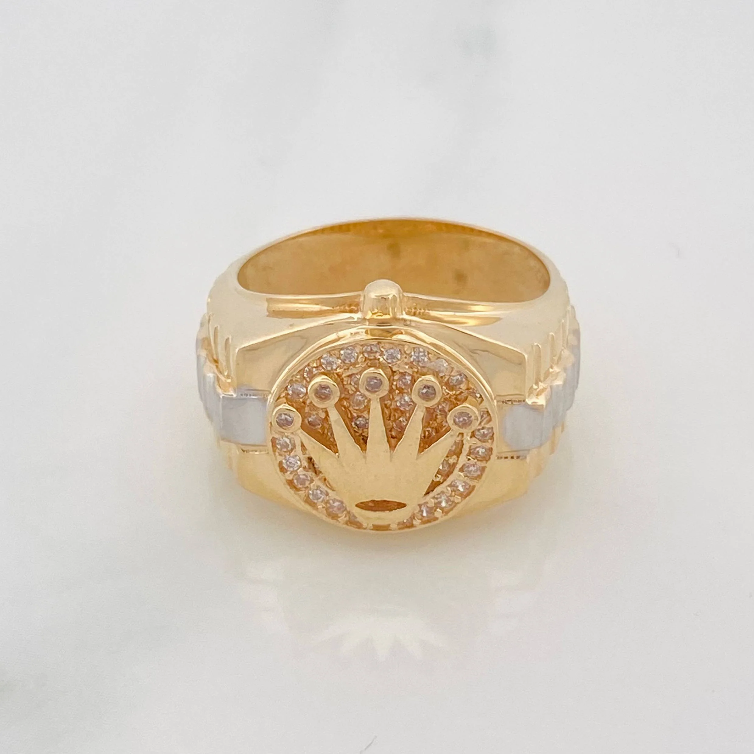 Anillo Corona 7.1g / T7 Dos Oros Amarillo Blanco 18K - Image 3