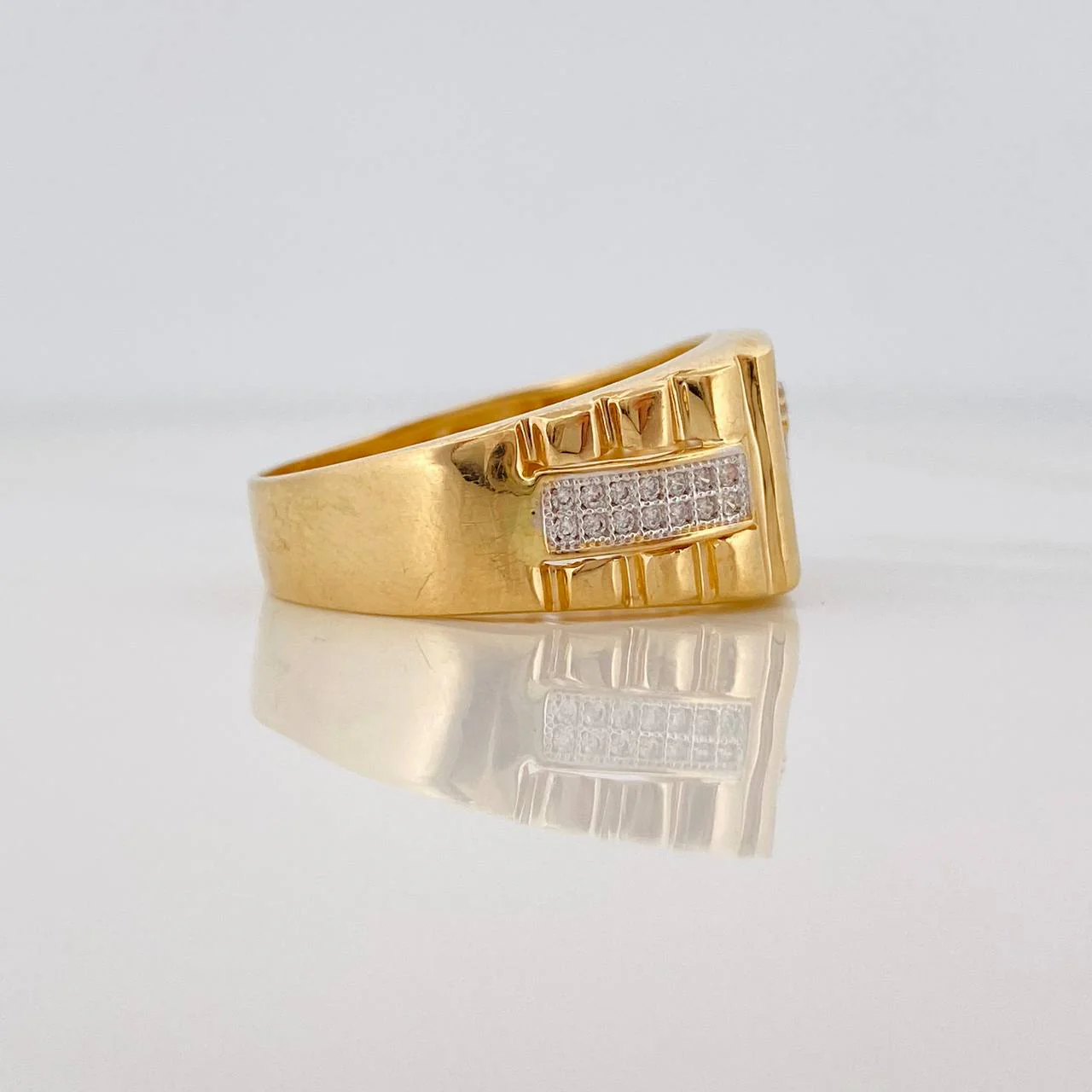 Anillo Corona 8g / T10 3/4 Dos Oros Amarillo Blanco 18K - Image 3