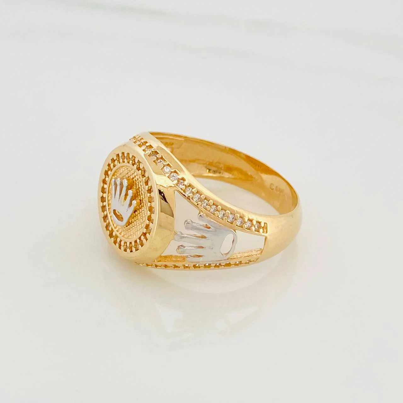 Anillo Corona 9.6g / T10 Dos Oros Amarillo Blanco 18K - Image 2