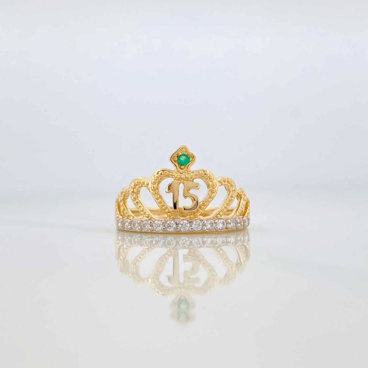 Anillo Corona Corazon 15S 3.55 g / T7 1/4 18K