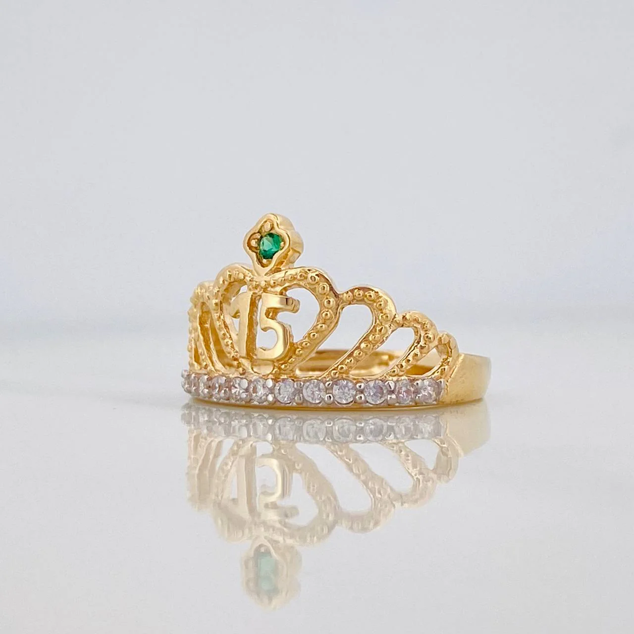 Anillo Corona Corazon 15S 3.55 g / T7 1/4 18K - Image 2