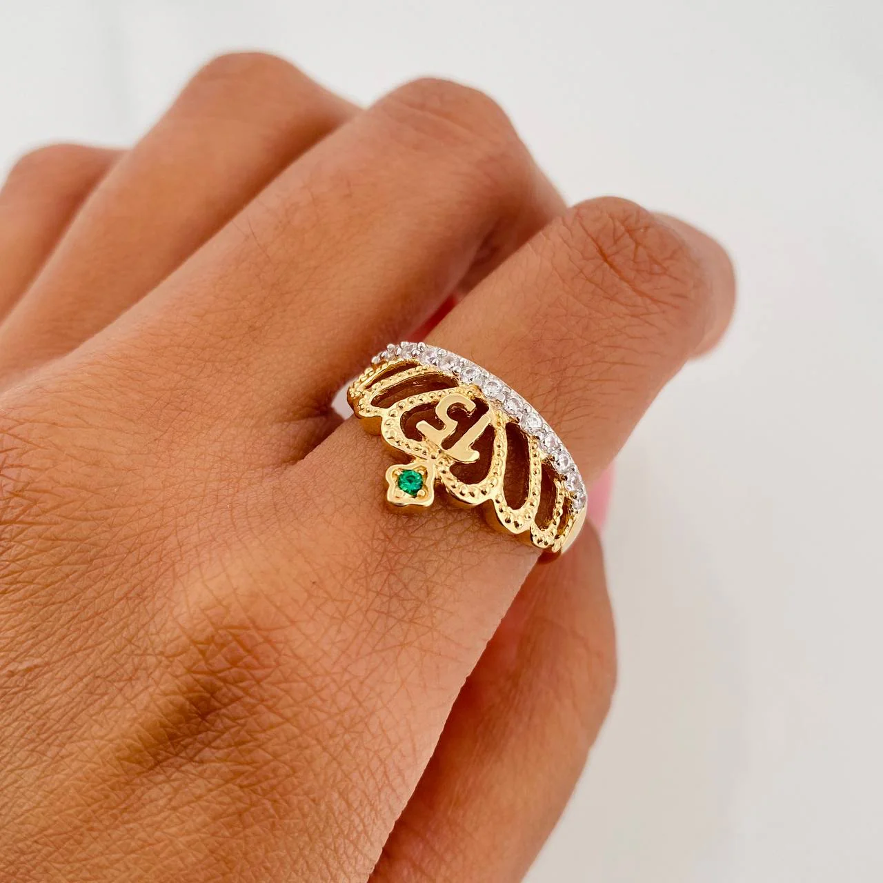 Anillo Corona Corazon 15S 3.55 g / T7 1/4 18K - Image 5