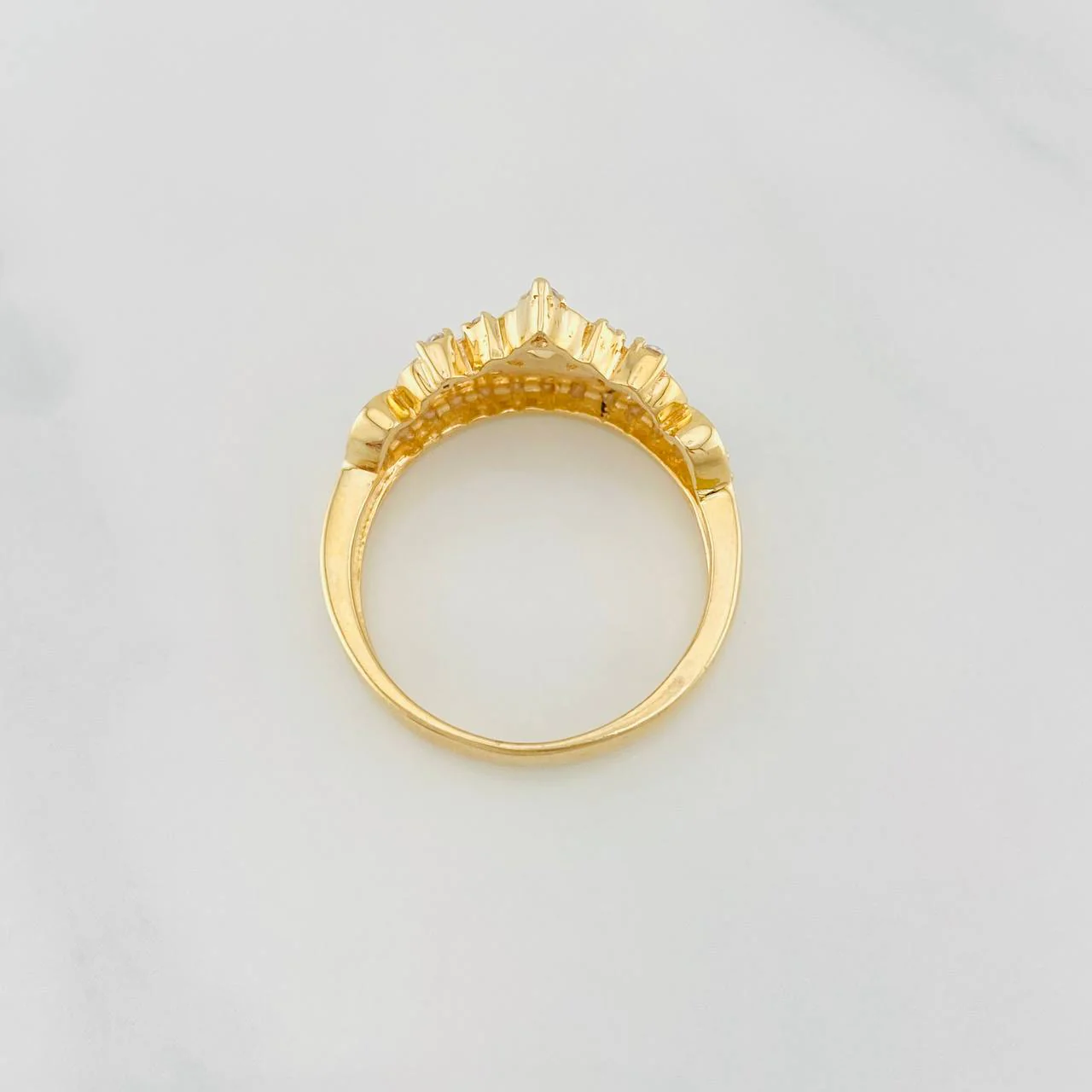 Anillo Corona Corazón 4g / T6 3/4 Dos Oros Amarillo Blanco 18K - Image 4