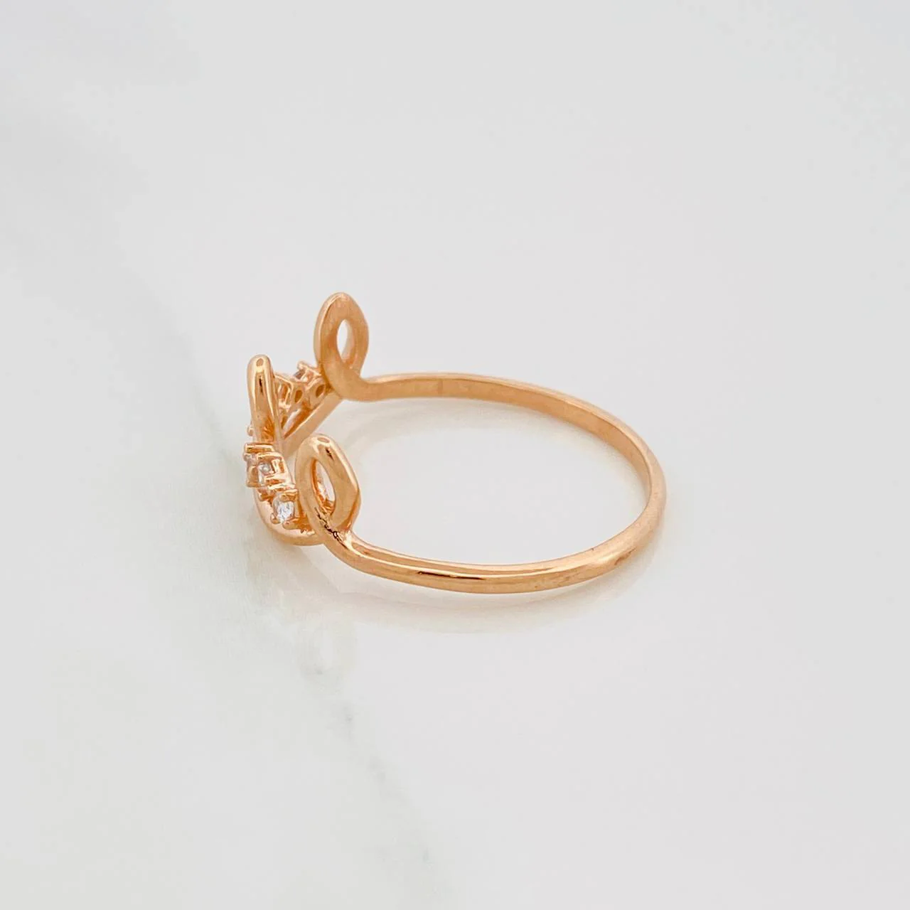Anillo Corona Lineas Onduladas 1.8 g / T7 1/4 Oro Rosa 18K - Image 2