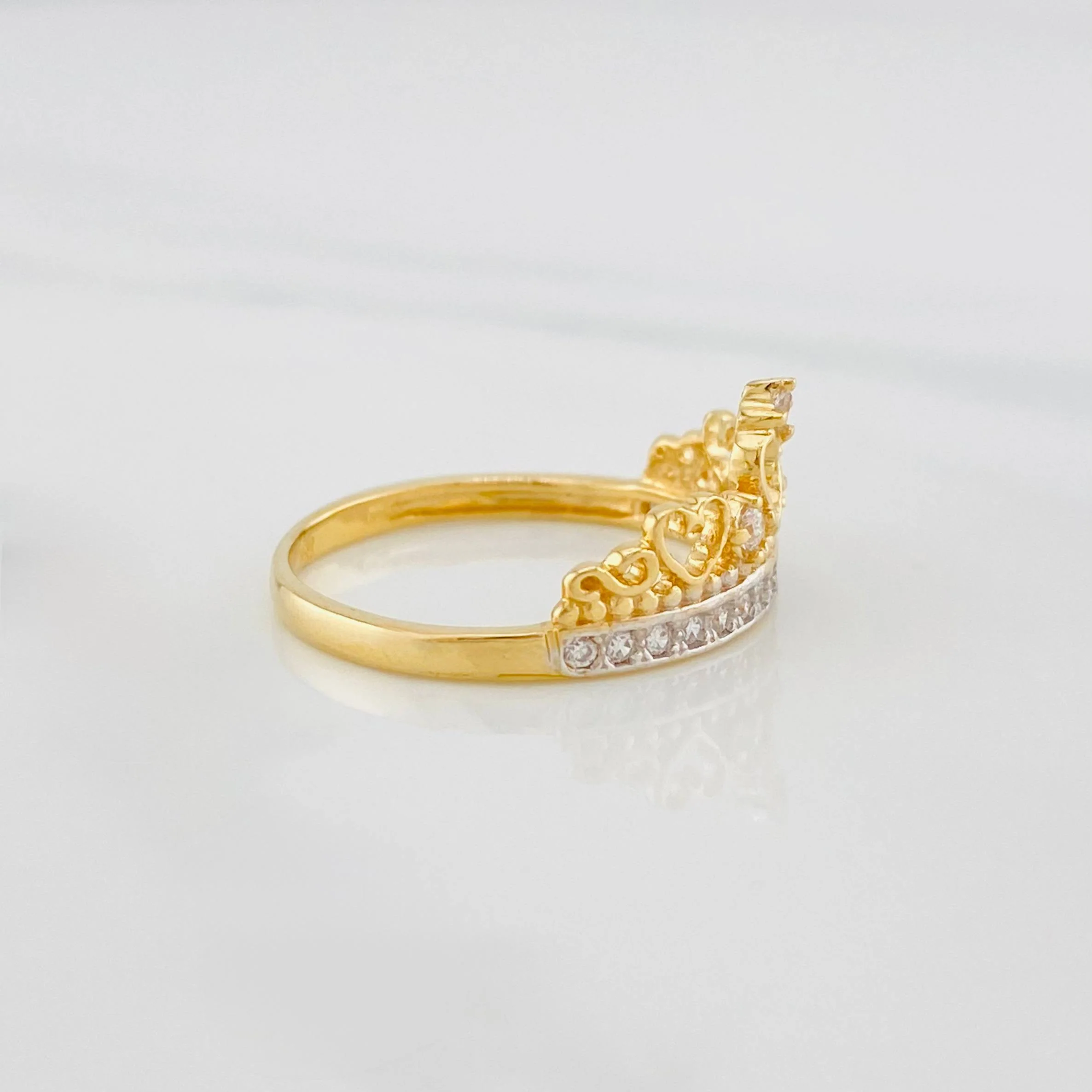 Anillo Corona princesa 2.7g / T7 Dos Oros Amarillo Blanco 18K - Image 3
