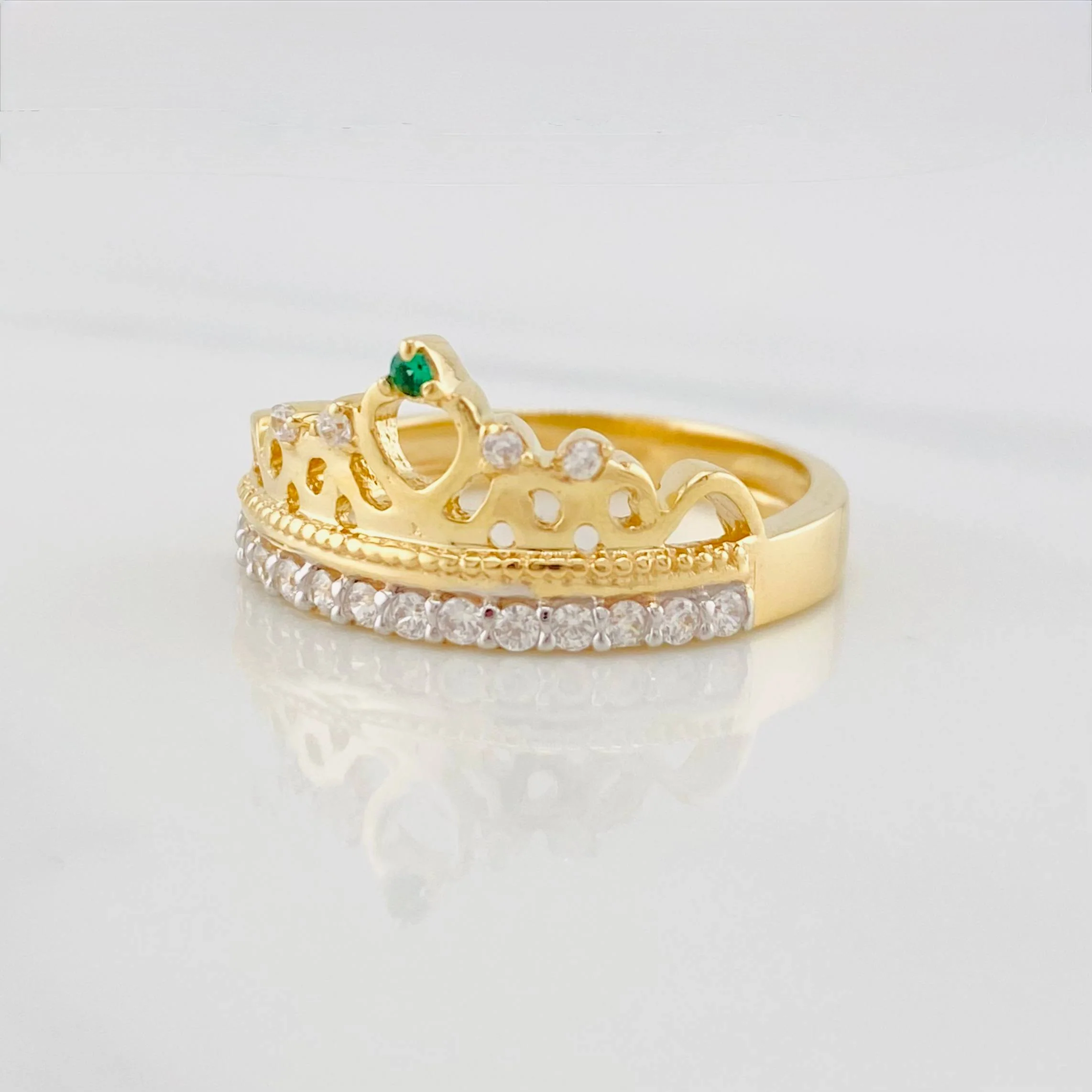 Anillo Corona princesa 3.9g / T7 Dos Oros Amarillo Blanco 18K - Image 2