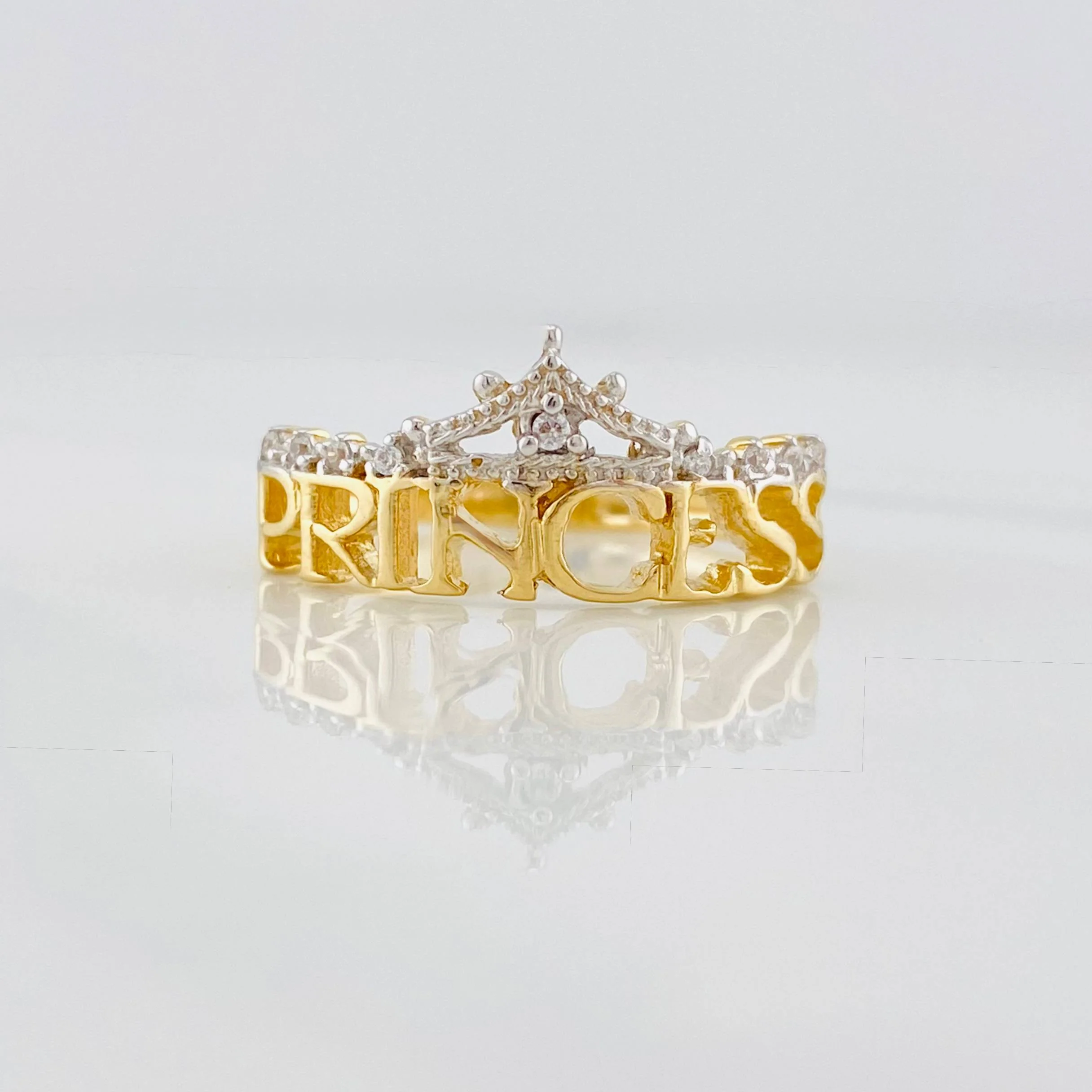 Anillo Corona princess 3.15g / T6 1/2 Dos Oros Amarillo Blanco 18K