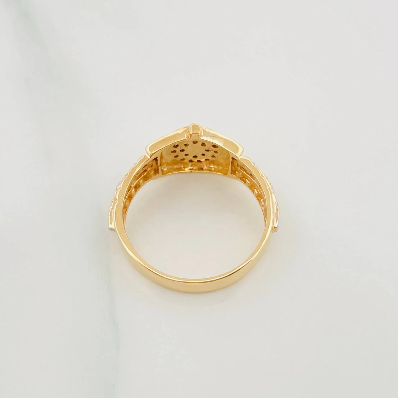 Anillo Correa Corona 3.8g / T6 1/2 Dos Oros Amarillo Blanco 18K - Image 4