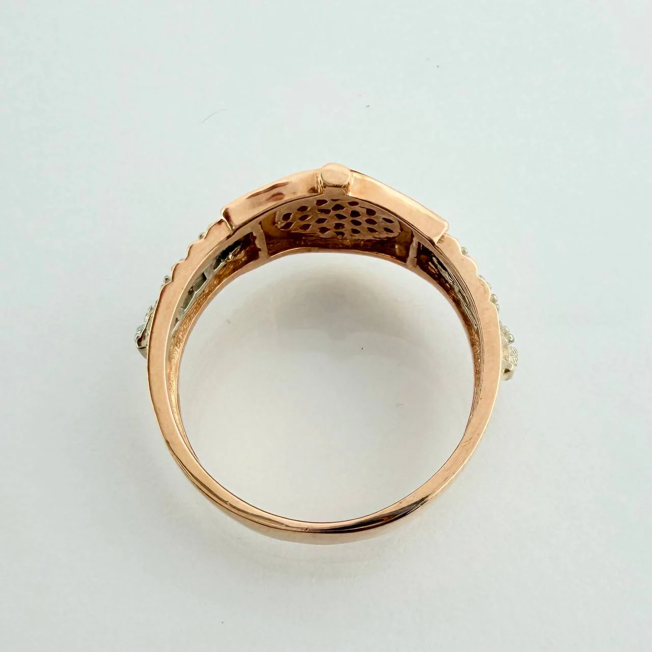 Anillo Correa Corona 4.5gr / T7 1/4 / Dos Oros Blanco Rosa 18K - Image 3
