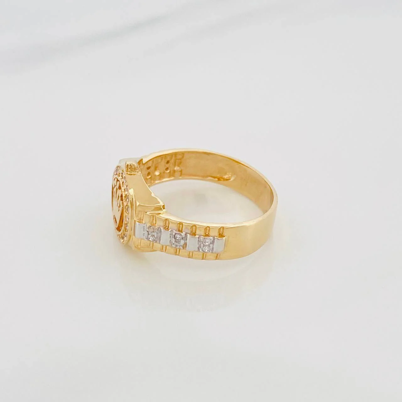 Anillo Correa Corona 5.5 g / T10 Dos Oros Amarillo Blanco 18K - Image 3