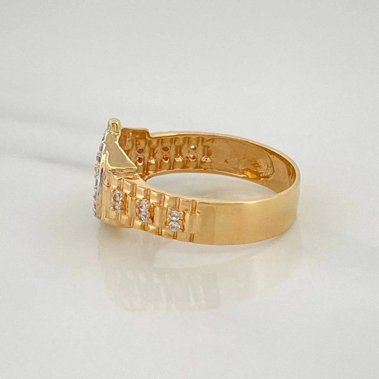 Anillo Correa Corona 5.9 g / T8 3/4 Dos Oros Amarillo Blanco 18K - Image 3