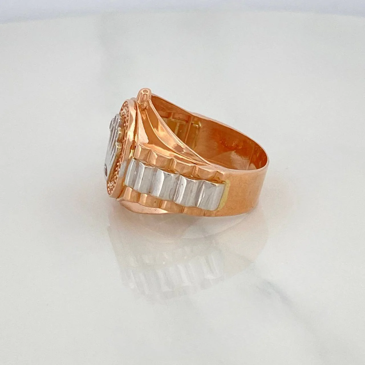 Anillo Correa Corona 7.3 g / T9 1/4 Dos Oros Blanco Rosa 18K - Image 2